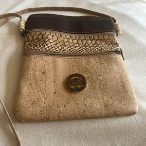 Portuguese JA Cork Handbag Crossbody Purse Medium Tree Brass Emblem